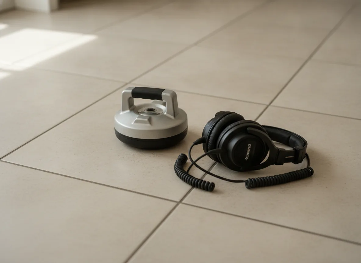 Acoustic leak detection equipment on a residential floor